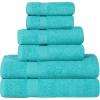 Superior 8-Piece Cotton Hand Towel Set, Small Towels for Fast Dry, Home Essentials, Bathroom Decor, Face, Body, Spa, Resort, Gym, Lightweight, Soft, House Accessories, Franklin Collection, Silver(Turquoise)