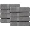 Superior 8-Piece Cotton Hand Towel Set, Small Towels for Fast Dry, Home Essentials, Bathroom Decor, Face, Body, Spa, Resort, Gym, Lightweight, Soft, House Accessories, Franklin Collection, Silver(Charcoal)