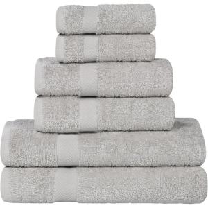 Superior 8-Piece Cotton Hand Towel Set, Small Towels for Fast Dry, Home Essentials, Bathroom Decor, Face, Body, Spa, Resort, Gym, Lightweight, Soft, House Accessories, Franklin Collection, Silver(Silver)