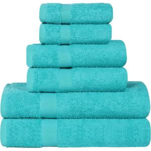 Superior 8-Piece Cotton Hand Towel Set, Small Towels for Fast Dry, Home Essentials, Bathroom Decor, Face, Body, Spa, Resort, Gym, Lightweight, Soft, House Accessories, Franklin Collection, Silver(Turquoise)