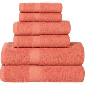 Superior 8-Piece Cotton Hand Towel Set, Small Towels for Fast Dry, Home Essentials, Bathroom Decor, Face, Body, Spa, Resort, Gym, Lightweight, Soft, House Accessories, Franklin Collection, Silver(Coral)