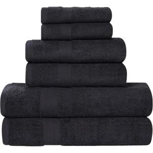 Superior 8-Piece Cotton Hand Towel Set, Small Towels for Fast Dry, Home Essentials, Bathroom Decor, Face, Body, Spa, Resort, Gym, Lightweight, Soft, House Accessories, Franklin Collection, Silver(Black)