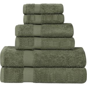 Superior 8-Piece Cotton Hand Towel Set, Small Towels for Fast Dry, Home Essentials, Bathroom Decor, Face, Body, Spa, Resort, Gym, Lightweight, Soft, House Accessories, Franklin Collection, Silver(Forest Green)
