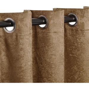 Superior Blackout Curtains, Insulated, Sun Blocking Curtain for Bedroom, Farmhouse, Living Room Window, Thermal Woven, Senna Collection, Set of 2 Panels, 6 Grommets, 52″ x 96″, Midnight Blue(Brown)