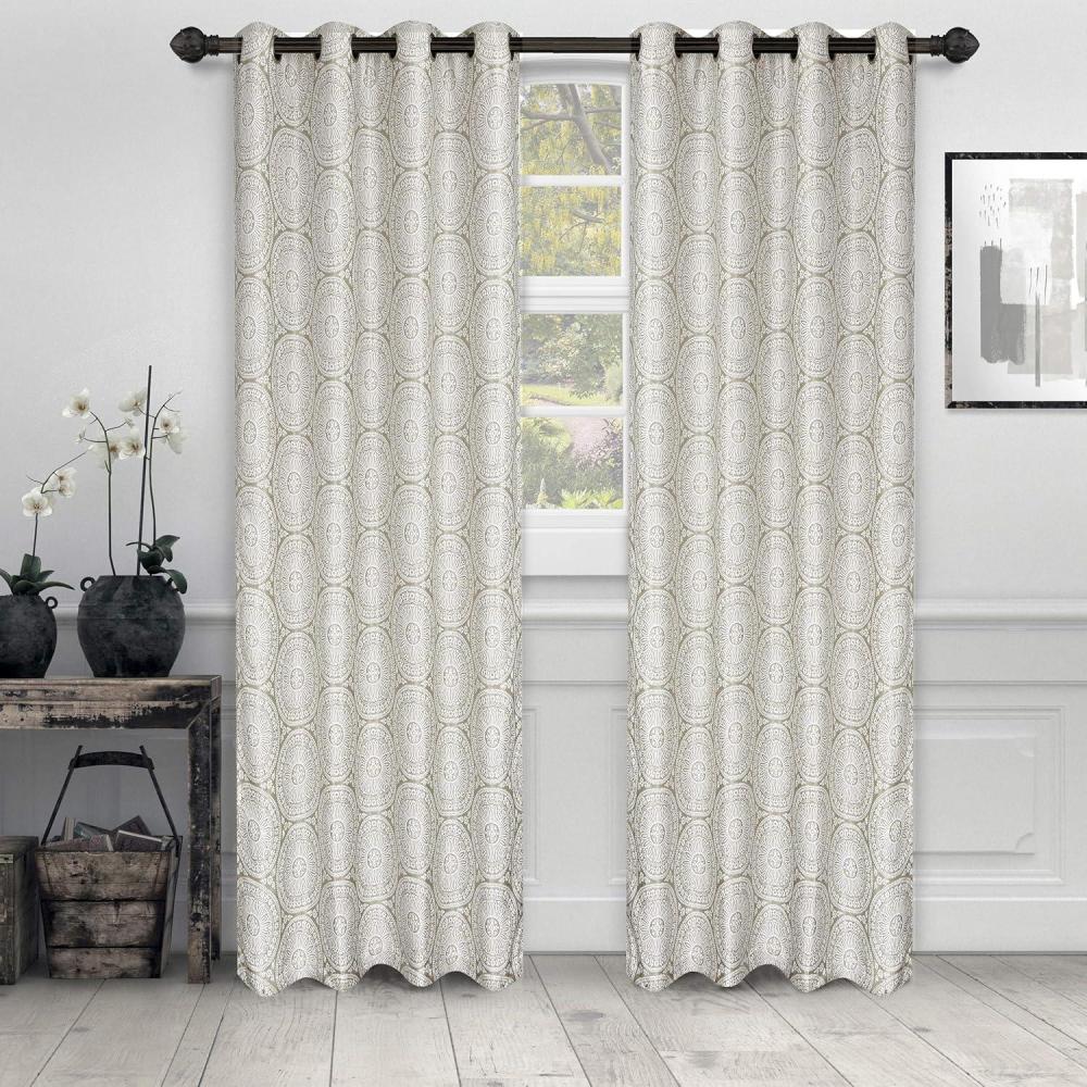 imageSuperior Blackout Curtains Room Darkening Window Accents Sunblocking Thermal Modern Geometric Waves with Grommets Curtain Set of 2 Panels 52 x 63 Mirror BrassBronze