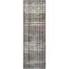 Superior Painted Stripes Collection Area Rug, 6mm Pile Height with Jute Backing, Affordable Contemporary Rugs, Chic Geometric Windowpane Pattern – 2’7″ x 8′ Runner, Grey