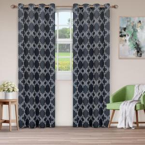 Superior Bohemian Trellis Quality Soft, Insulated, Thermal, Woven Blackout Grommet Printed Curtain Panel Pair (Set Of 2) 52″ x 108″ – Silver(Grey)