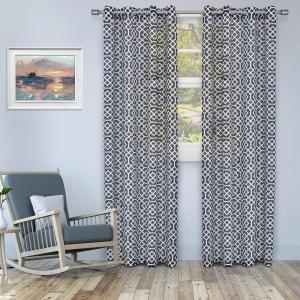 Superior Honeycomb Printed Sheer Curtains, Window Accents, Geometric, Trellis, Perfect for Natural Light, with Grommets, Modern, Transitional, Traditional, Curtain Set of 2 Panels, 52″X84″, Navy Blue(Navy Blue)