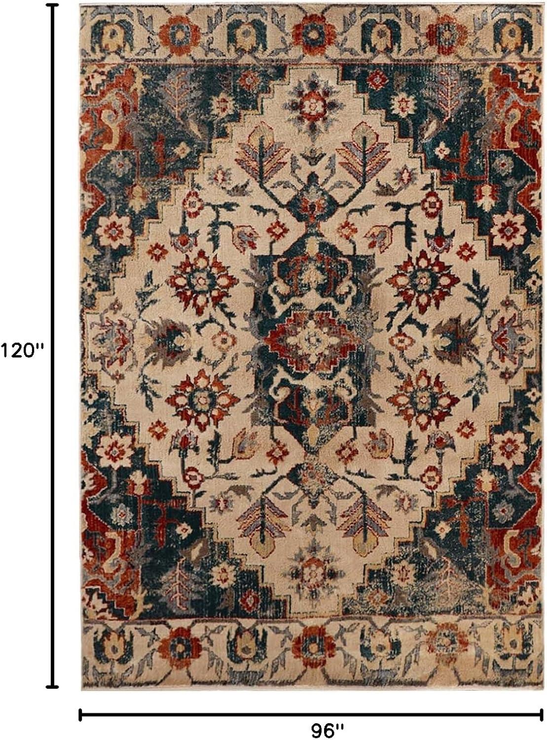 imageSuperior Indoor Area Rug or Runner Patchwork Rustic Leaves Floor Decor Soft Plush Rugs for Living Room Office Kitchen Dining Aesthetic Home Accessories Zelder Collection 2ft 7in x 8ft  BeigeIvoryteal
