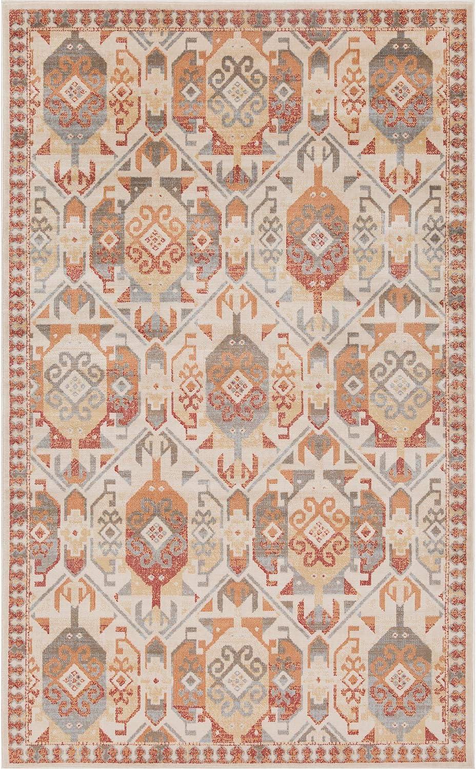 imageSuperior Indoor Area Rug or Runner Patchwork Rustic Leaves Floor Decor Soft Plush Rugs for Living Room Office Kitchen Dining Aesthetic Home Accessories Zelder Collection 2ft 7in x 8ft  BeigeRust