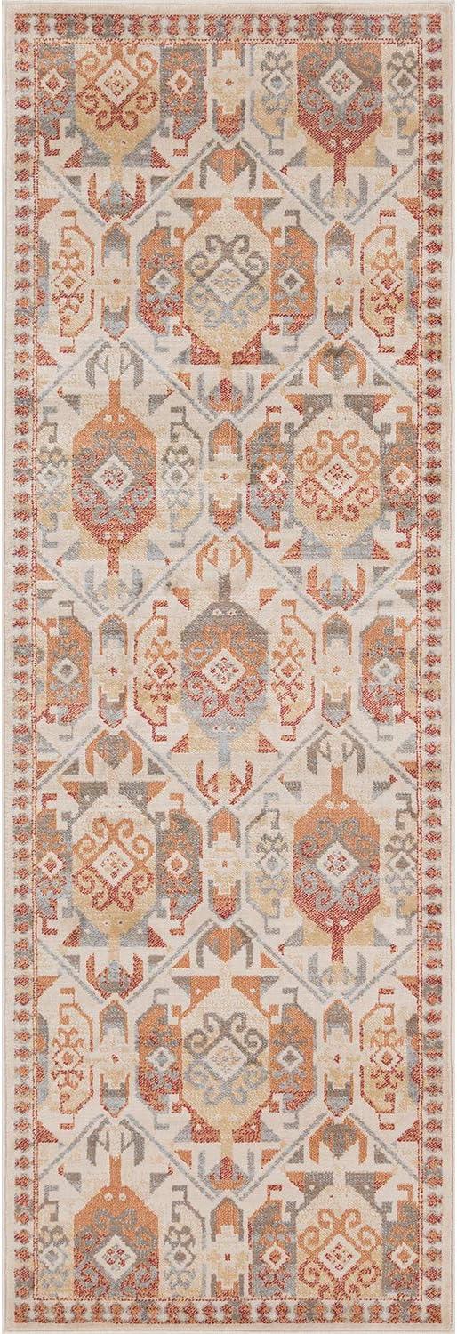 imageSuperior Indoor Area Rug or Runner Patchwork Rustic Leaves Floor Decor Soft Plush Rugs for Living Room Office Kitchen Dining Aesthetic Home Accessories Zelder Collection 2ft 7in x 8ft  BeigeRust