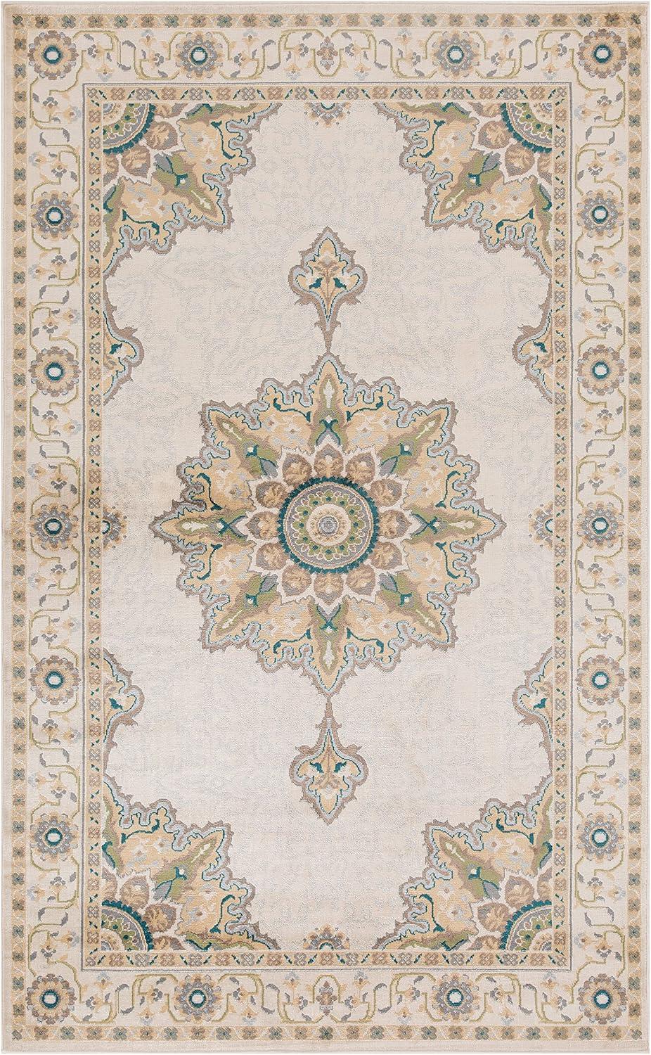 imageSuperior Indoor Area Rug or Runner Patchwork Rustic Leaves Floor Decor Soft Plush Rugs for Living Room Office Kitchen Dining Aesthetic Home Accessories Zelder Collection 2ft 7in x 8ft  BeigeBeige