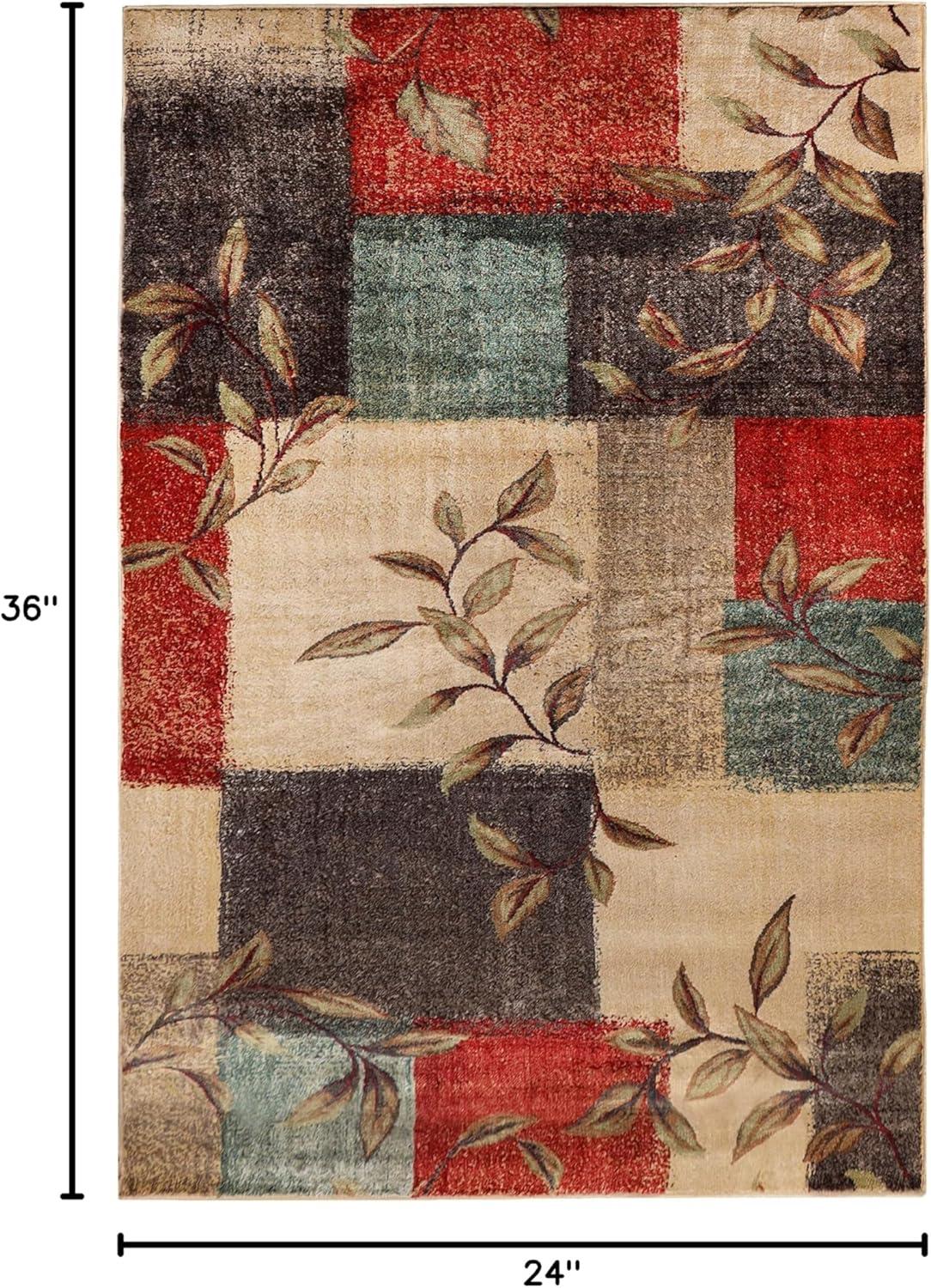 imageSuperior Indoor Area Rug or Runner Patchwork Rustic Leaves Floor Decor Soft Plush Rugs for Living Room Office Kitchen Dining Aesthetic Home Accessories Zelder Collection 2ft 7in x 8ft  BeigeMulti Color