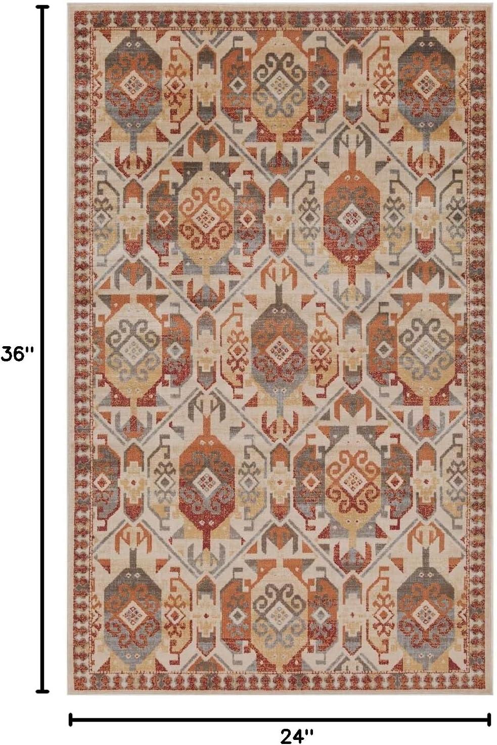 imageSuperior Indoor Area Rug or Runner Patchwork Rustic Leaves Floor Decor Soft Plush Rugs for Living Room Office Kitchen Dining Aesthetic Home Accessories Zelder Collection 2ft 7in x 8ft  BeigeRust