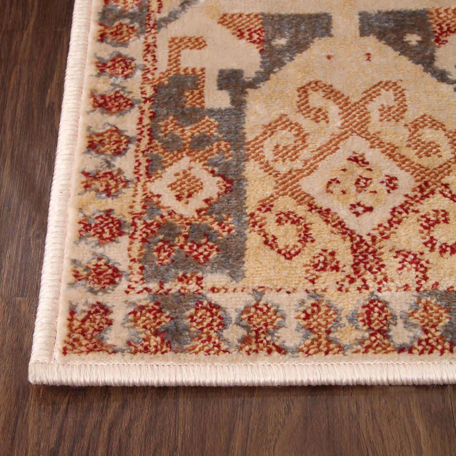 imageSuperior Indoor Area Rug or Runner Patchwork Rustic Leaves Floor Decor Soft Plush Rugs for Living Room Office Kitchen Dining Aesthetic Home Accessories Zelder Collection 2ft 7in x 8ft  BeigeRust