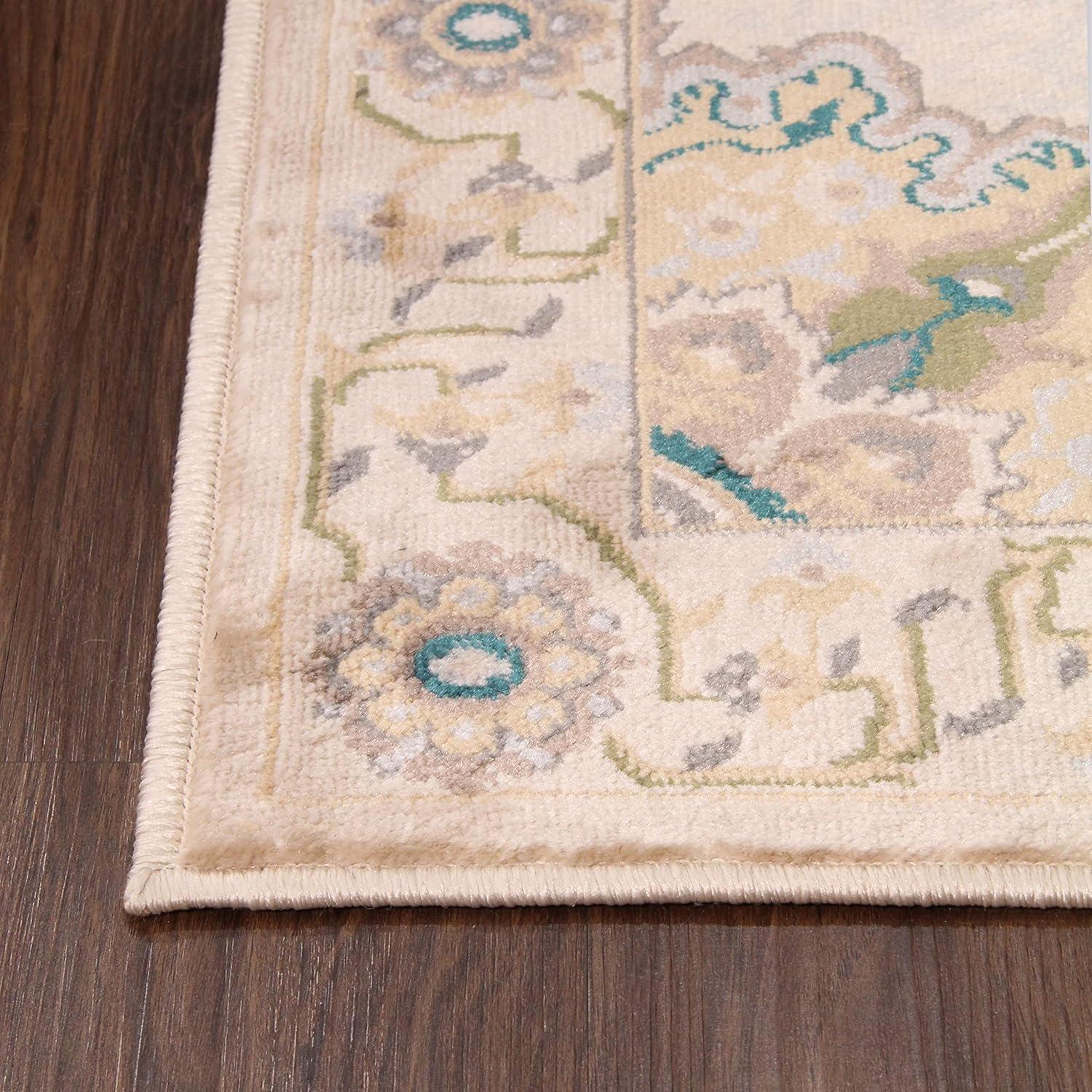 imageSuperior Indoor Area Rug or Runner Patchwork Rustic Leaves Floor Decor Soft Plush Rugs for Living Room Office Kitchen Dining Aesthetic Home Accessories Zelder Collection 2ft 7in x 8ft  BeigeBeige