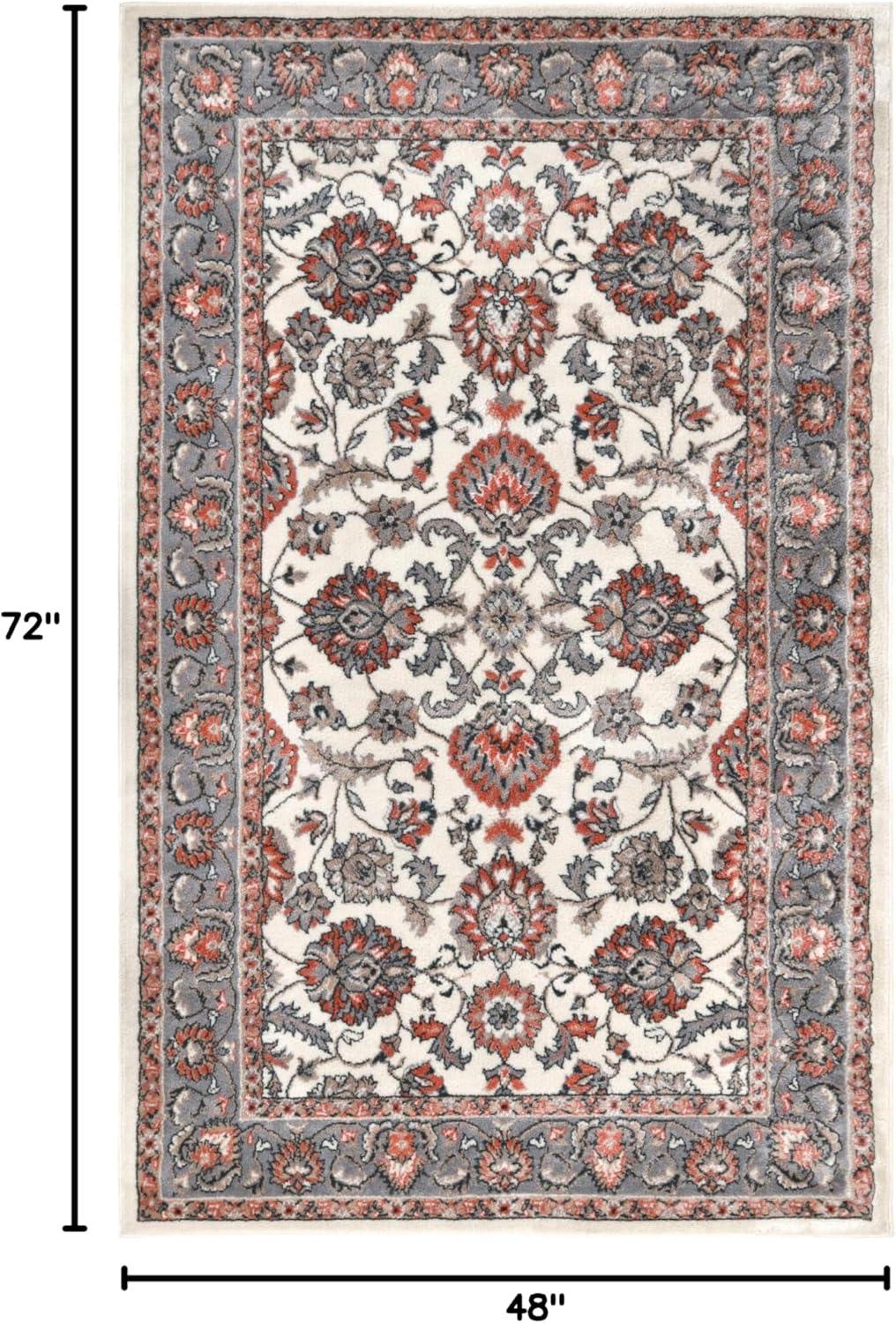 imageSuperior Indoor Area Rug with Jute Backing Chic Bordered Floor Decor for Living Room Bedroom Office Entryway Kitchen Dining Floral Design Lille Collection 4 x 6 BrownSalmon