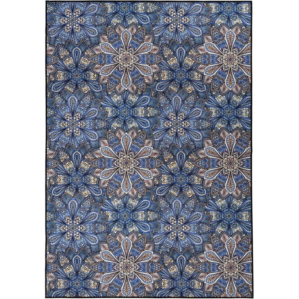 imageSuperior Driffield Floral Medallion Outdoor Area Rug for Backyard Retreat Beach House Urban Garden Patio Veranda Terrace Washable Rugs Foam Backing Cassidy Kids Collection 8 x 10 BlueBlue