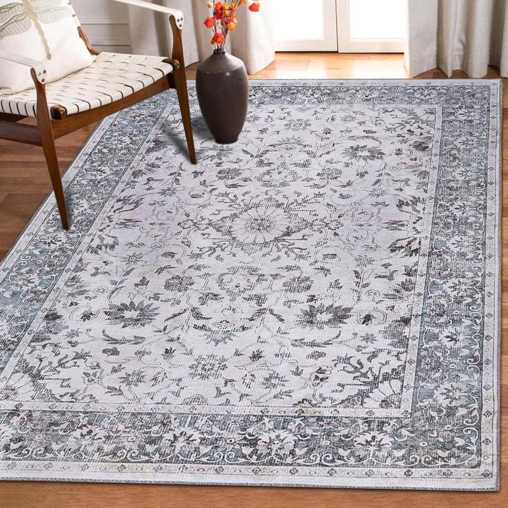 imageSuperior Indoor Area Rug Cotton Backing Medallion Rugs for Dining Kitchen Floors Office Soft Floor Cover Traditional Wildlife Aesthetic Copley Collection 9 x 12 BrownLight Grey