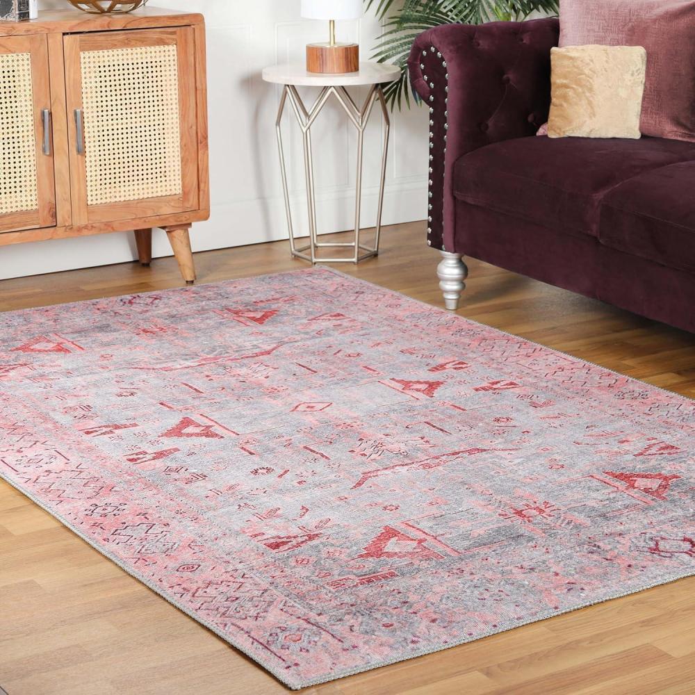imageSuperior Indoor Area Rug Cotton Backing Medallion Rugs for Dining Kitchen Floors Office Soft Floor Cover Traditional Wildlife Aesthetic Copley Collection 9 x 12 BrownBerry Red  Z