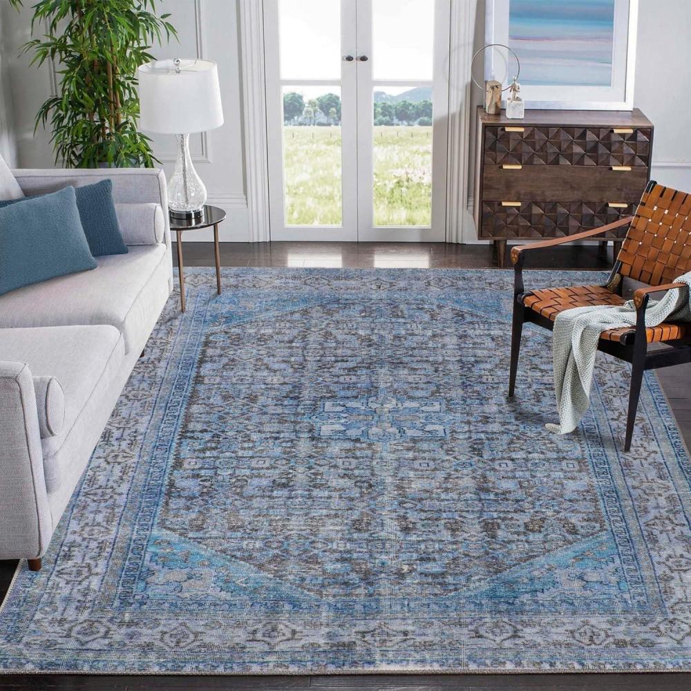 imageSuperior Indoor Area Rug Cotton Backing Medallion Rugs for Dining Kitchen Floors Office Soft Floor Cover Traditional Wildlife Aesthetic Copley Collection 9 x 12 BrownAdelia  Azure