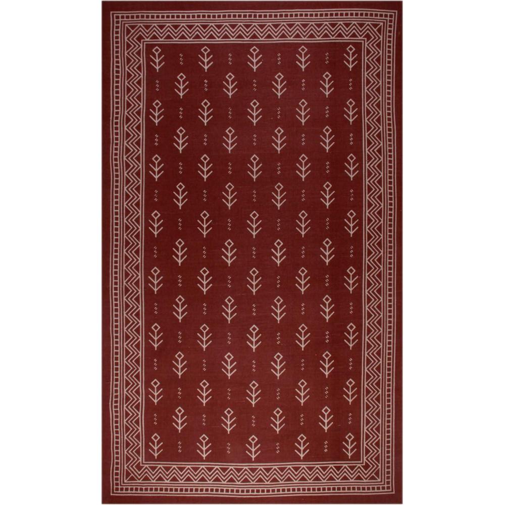 imageSuperior Royal Club Vintage Abstract Pattern Geometric Printed Flat Weave Cotton Area Rug 5 x 8 BlueBurgundy