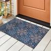 Superior Driffield Floral Medallion Outdoor Area Rug for Backyard Retreat, Beach House, Urban Garden, Patio, Veranda, Terrace, Washable Rugs, Foam Backing, Cassidy Kids Collection, 8′ x 10′, Blue(Blue)