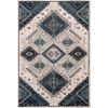 Superior Indoor Area Rug, Jute Backing, Soft Modern Rugs for Entryway, Kitchen Floors, Office Floor Cover, Floral Medallion Rugs, Rangoli Collection, 4′ x 6′, Blue(White-navy – Z)