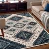 Superior Indoor Area Rug, Jute Backing, Soft Modern Rugs for Entryway, Kitchen Floors, Office Floor Cover, Floral Medallion Rugs, Rangoli Collection, 4′ x 6′, Blue(White-navy – Z)