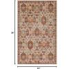 Superior Indoor Area Rug or Runner, Patchwork Rustic Leaves Floor Decor, Soft Plush Rugs for Living Room, Office, Kitchen, Dining, Aesthetic Home Accessories, Zelder Collection 2ft 7in x 8ft – Beige(Rust)
