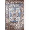 Superior Indoor Non-Slip Area Rug, Vintage Floor Decor, Oriental Medallion Rug for Living Room, Bedroom, Office, Kitchen, Dining, Washable Rugs, Foam Backing, Ezra Collection, 8′ x 10′, Blue(8′ x 10′ (Rectangular))
