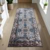 Superior Indoor Non-Slip Area Rug, Vintage Floor Decor, Oriental Medallion Rug for Living Room, Bedroom, Office, Kitchen, Dining, Washable Rugs, Foam Backing, Ezra Collection, 8′ x 10′, Blue(2’7″ x 8′ (Rectangular))
