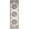 Superior Indoor Non-Slip, Distressed Floor Decor, Vintage Medallion Living, Bedroom, Office, Kitchen, Dining Room, Foam Backing, Shiloh Collection Area Rug, 2 ft 7 in x 8 ft, Gray/Cream(2’6″ x 8′ (Runner))