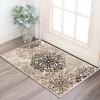 Superior Millbrae Floral Medallion Indoor Area Rug for Living Room, Bedroom, Office, Kitchen, Dining, Washable Rugs, Jute Backing, Elegant Leigh Collection, 2′ x 3′, Blue(Beige)
