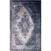 Superior Modern Medallion Area Rug for Living Room, Bedroom, Office, Kitchen, Dining, Washable Rugs, Foam Backing, Marulan Collection, 5′ x 8′, Blue-Gray
