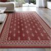 Superior Royal Club Vintage Abstract Pattern Geometric Printed Flat Weave Cotton Area Rug 5′ x 8′ Blue(Burgundy)