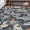 Superior Indoor Area Rug, Jute Backing, Plush Modern Rugs for Family, Kitchen Floors, Office Floor Cover, Vine Leaves Design Rugs, Mahonia Collection, 5′ x 8′, Blue