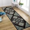 Superior Indoor Area Rug, Jute Backing, Soft Modern Rugs for Entryway, Kitchen Floors, Office Floor Cover, Floral Medallion Rugs, Rangoli Collection, 4′ x 6′, Blue(Black-grey – Z)