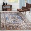 Superior Indoor Non-Slip Area Rug, Vintage Floor Decor, Oriental Medallion Rug for Living Room, Bedroom, Office, Kitchen, Dining, Washable Rugs, Foam Backing, Ezra Collection, 8′ x 10′, Blue(2′ x 3′ (Rectangular))