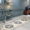 Superior Indoor Non-Slip, Distressed Floor Decor, Vintage Medallion Living, Bedroom, Office, Kitchen, Dining Room, Foam Backing, Shiloh Collection Area Rug, 2 ft 7 in x 8 ft, Gray/Cream(2’6″ x 8′ (Runner))