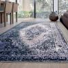 Superior Modern Medallion Area Rug for Living Room, Bedroom, Office, Kitchen, Dining, Washable Rugs, Foam Backing, Marulan Collection, 5′ x 8′, Blue-Gray