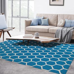 Superior 5x8RUG-HONEY-MAIV Area Rug, 5′ X 8′, Honeycomb – Maroon & Ivory(Homeycomb – Teal & Ivory)