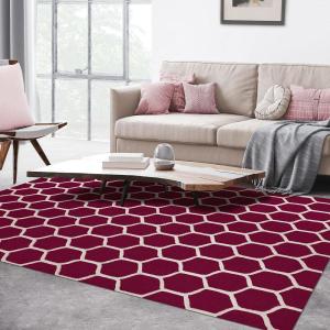 Superior 5x8RUG-HONEY-MAIV Area Rug, 5′ X 8′, Honeycomb – Maroon & Ivory(Honeycomb – Maroon & Ivory)