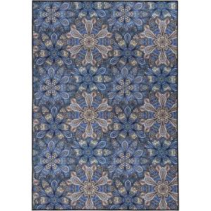 Superior Driffield Floral Medallion Outdoor Area Rug for Backyard Retreat, Beach House, Urban Garden, Patio, Veranda, Terrace, Washable Rugs, Foam Backing, Cassidy Kids Collection, 8′ x 10′, Blue(Blue)
