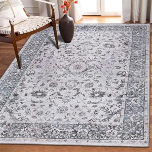 Superior Indoor Area Rug, Cotton Backing, Medallion Rugs for Dining, Kitchen Floors, Office, Soft Floor Cover, Traditional Wildlife Aesthetic, Copley Collection, 9′ x 12′, Brown(Light Grey)