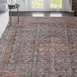 Superior Indoor Area Rug, Cotton Backing, Medallion Rugs for Dining, Kitchen Floors, Office, Soft Floor Cover, Traditional Wildlife Aesthetic, Copley Collection, 9′ x 12′, Brown(Latte – Z)