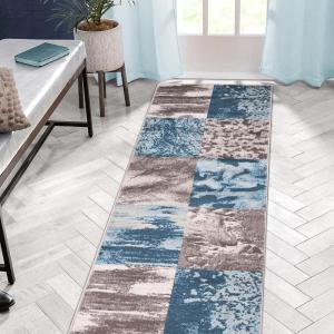 Superior Indoor Area Rug, Jute Backing, Soft Modern Rugs for Entryway, Kitchen Floors, Office Floor Cover, Floral Medallion Rugs, Rangoli Collection, 4′ x 6′, Blue(Blue)