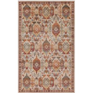 Superior Indoor Area Rug or Runner, Patchwork Rustic Leaves Floor Decor, Soft Plush Rugs for Living Room, Office, Kitchen, Dining, Aesthetic Home Accessories, Zelder Collection 2ft 7in x 8ft – Beige(Rust)