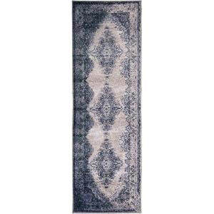 Superior Modern Medallion Area Rug for Living Room, Bedroom, Office, Kitchen, Dining, Washable Rugs, Foam Backing, Marulan Collection, 2′ 7″ x 8′, Blue-Gray