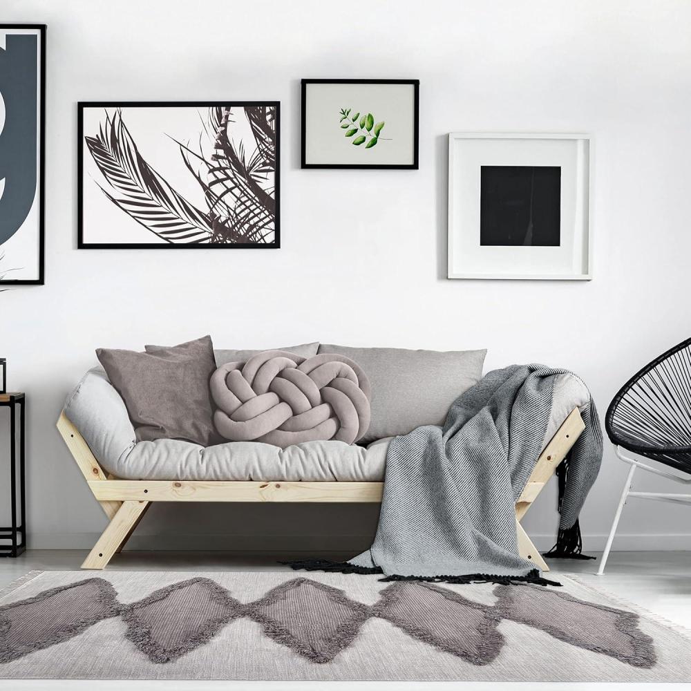 imageSuperior HandTufted Wool Indoor Large Area Rug Geometric Home Decor for Living Room KitchenDining Bedroom Office Entryway Soft Cotton Backing Raffi Collection 4 x 6 SilverGreyJadineslate